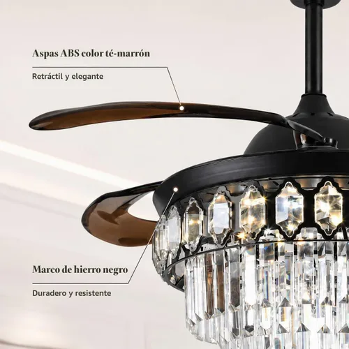 Vista 7 de Ventilador de techo de cristal moderno Fandian de 42 pulgadas con luces 3 - Capa de cristal