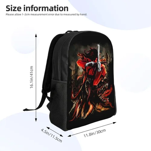 Vista 4 de Anime Hellsing - Mochila ligera unisex a la moda, casual, bolsa de viaje, Negro -, Mochilas de mochila