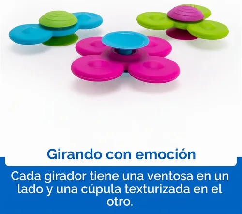 Vista 3 de Fat Brain Toys Whirly Squigz, giradores de silicona y juguetes de succión para niños de 10 meses en adelante