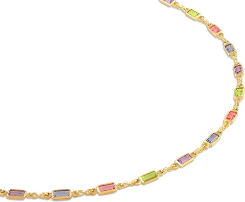 Vista 5 de Barzel 18K Gold Plated Multi Stone Crystal Baguette Necklace for Women - Made In Brazil