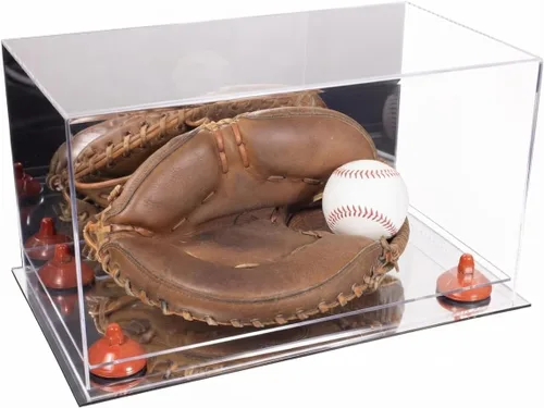 Vista 58 de Better Display Cases Vitrina de guantes de béisbol de acrílico transparente con elevadores negros (A011/V16)