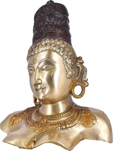 Vista 4 de Figura de ídolo de Parvati de latón de ballena blanca, pieza decorativa para el hogar