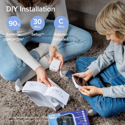Vista 6 de LEVOIT Termostato inteligente para el hogar, termostato digital programable WiFi, funciona con Alexa y sensor inteligente, ahorro de energía, Blanco