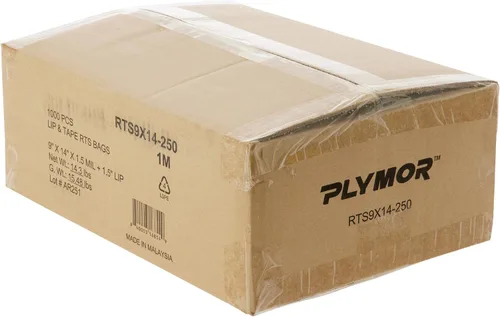 Vista 2 de Plymor Bolsas de polietileno con cinta adhesiva permanente y advertencia de asfixia, listas para enviar, 9 x 14 pulgadas (caja de 1000)