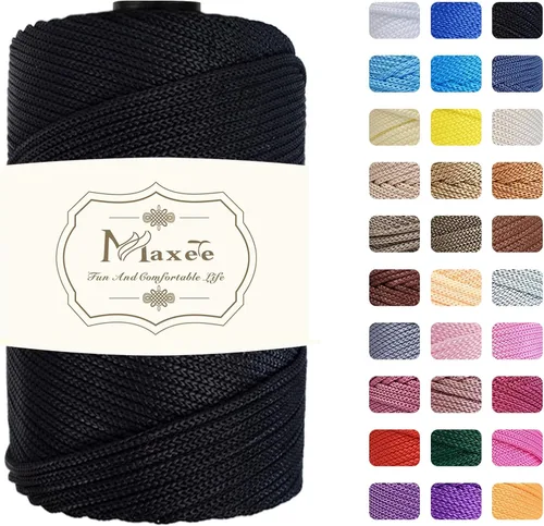 Vista 97 de Cordón de macramé de poliéster de alta calidad de 0.118 in × 218 yardas, 0.118 in, 100% polipropileno, ideal para ganchillo, ganchos de pared