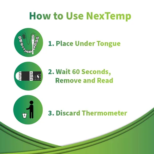 Vista 4 de NexTemp Termómetro desechable (paquete de 100 unidades, Celsius), termómetro oral para adultos, de un solo uso, sin batería, higiénico, lecturas