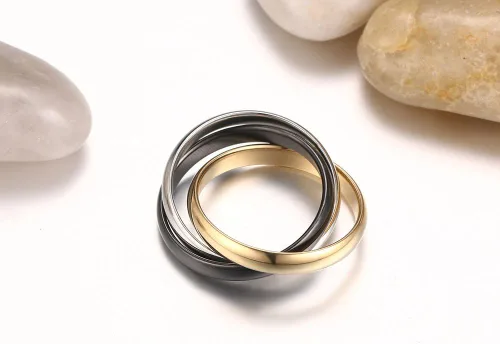 Vista 4 de VNOX Anillo de acero inoxidable para mujer, tricolor, entrelazado, para boda, compromiso