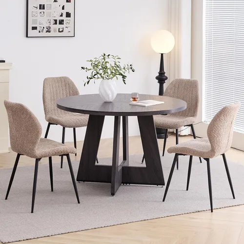 Vista 13 de Juego de mesa de comedor redonda para 4, mesa de cocina y sillas