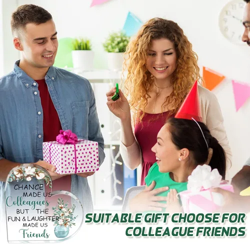 Vista 6 de Bucherry Regalos de Navidad para compañeras de trabajo para mujeres, Chance Made Us Colegas Amigas Regalo Inspirador de Cumpleaños Recuerdo