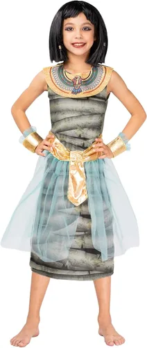 Vista 2 de Camlinbo Girls Halloween Cleopatra Goddess Costume Egyptian Pharaoh Mummy Cosplay Dress up for 7-14 Years