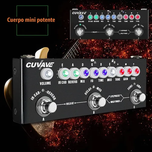 Vista 2 de Pedal de Guitarra de Múltiples Efectos, Pedal de Múltiples Efectos de Guitarra Cube Baby con Delay, Chorus, Phaser y Reverb Multi efectos