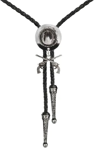 Vista 44 de Jeilwiy Corbata de bolo para hombre, corbatas vaqueras, collar de corbata #44 Elemento de sombrero de vaquero