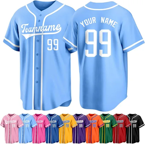 Vista 37 de Custom Baseball Jersey Personalized Short Sleeve Team Sport Uniform Baseball Shirt for Men Women Youth Boy