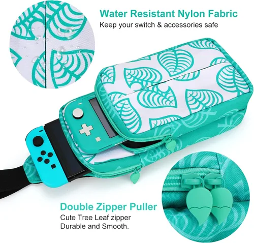 Vista 5 de Owngen Bonita bolsa de viaje para Nintendo SwitchOLEDLite para Animal Crossing Crossbody Sling Mochila de almacenamiento para NS Consolo base