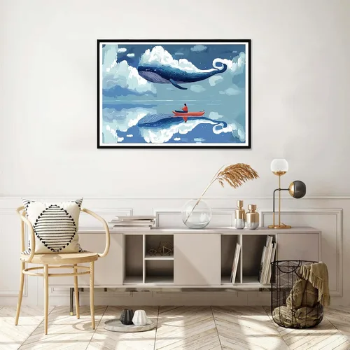 Vista 5 de Yomiie Kits de pintura por números para adultos, animales ballenas, kits de pintura acrílica de lona, fácil de pintar por números para principiantes