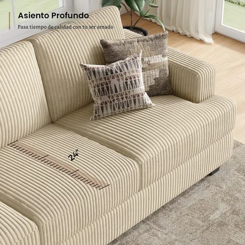 Vista 5 de COPIAE - Sofá de 89 pulgadas con asientos extra profundos, sofá de 3 plazas para la sala de estar, sofá moderno y cómodo con apoyabrazos, asientos