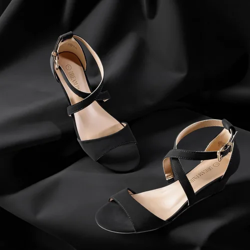 Vista 2 de DREAM PAIRS - Sandalias de tacón bajo con correa de tobillo para mujer
