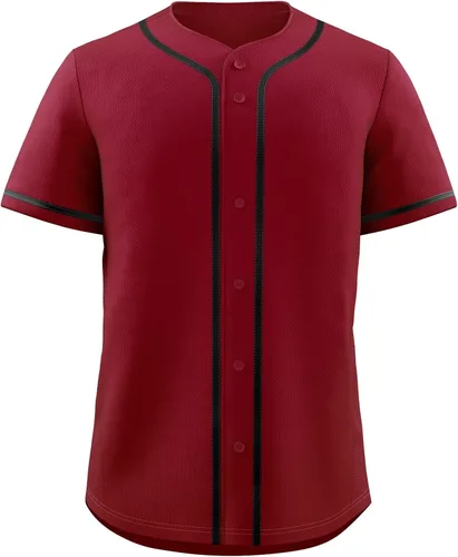 Vista 5 de KXK Camiseta de béisbol en blanco para hombre, camisas casuales con botones, manga corta, uniforme deportivo de equipo activo