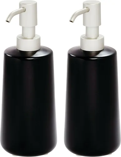 Vista 5 de iDesign Ceramic Earth Collection - Dispensador de jabón alto recargable, color negro mate