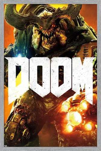 Vista 16 de Trends International Doom - Cyber Demon Wall Poster, 22.4L x 14.7W, Barnwood Framed Version