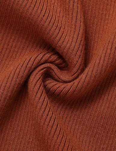 Vista 6 de ZESICA Vestido de punto acanalado 2024 para mujer, manga larga, cuello alto, ajustado, abertura lateral, elegante vestido tipo suéter para otoño