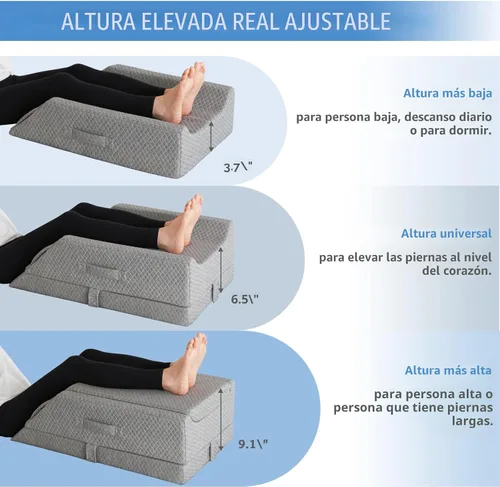 Vista 3 de Almohadas ajustables de elevación de piernas para hinchazón después de la cirugía, almohada de cuña de espuma viscoelástica refrescante