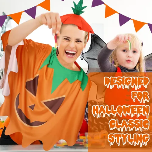 Vista 4 de Ramede Los juegos de disfraces de Halloween de 2 piezas incluyen capa de poncho con diadema divertida para adultos, regalos de fiesta, suministros