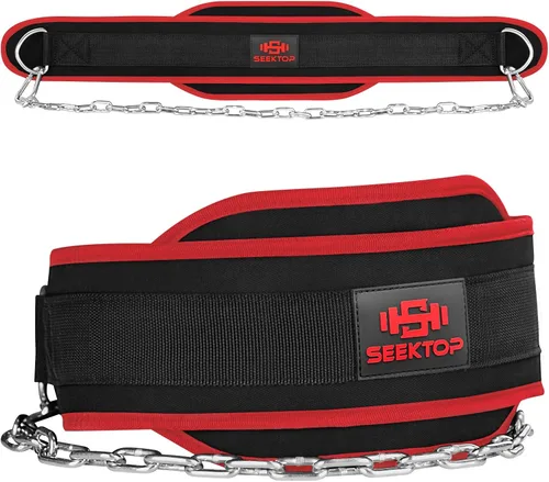 Vista 10 de Seektop Dip Belt With Chain for Weightlifting - Neoprene Waist Belt for GYM Workout, Pull Ups, Crossfit, Weight Lifting, Squat, Training, Fitness