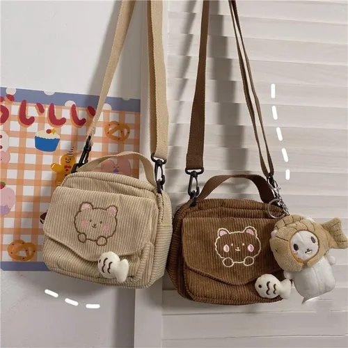 Vista 6 de AWXZOM Pequeño y lindo bolso cruzado de pana mini bolso cruzado kawaii pequeño bolso cruzado kawaii pequeño