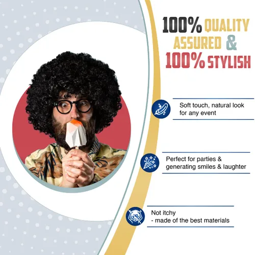 Vista 2 de United States of Oh My Gosh # 1 peluca corta y esponjosa de afro resistente al calor sintético unisex para hombres y mujeres para cosplay divertida