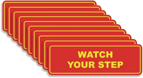Vista 32 de Signs ByLITA Letrero estándar para pared o puerta con texto en inglés «Watch Your Step», señalización de salud y seguridad (negro), mediano