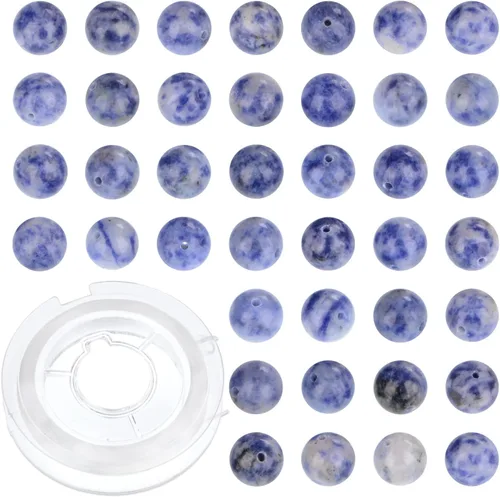 Vista 28 de 100 cuentas redondas sueltas de gema de amatista natural de 8mm para fabricación de joyas con cordón elástico de cristal