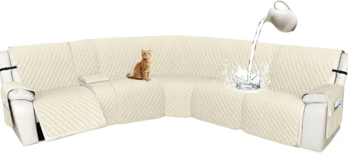 Vista 41 de Arfntevss Fundas de sofá modular reclinable, 100% impermeable, en forma de L, para sillón reclinable en forma de L, funda seccional lavable