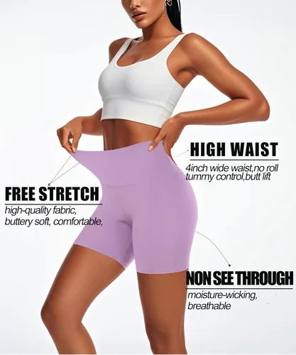 Vista 10 de Pantalones cortos de ciclismo de cintura alta para mujer, 5 pulgadas, control de abdomen, atléticos, correr, gimnasio, yoga, pantalones cortos
