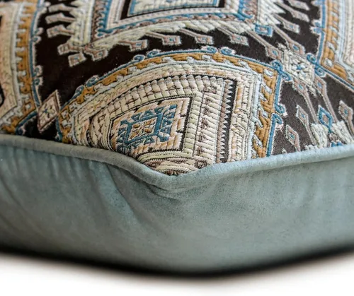 Vista 159 de The HomeCentric Funda de almohada con cremallera, funda de cojín azul de 12 x 12 pulgadas, funda de cojín de algodón bordado para sofá, diseño