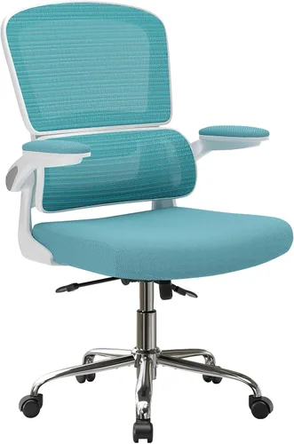 Vista 13 de Logicfox Silla de oficina ergonómica con soporte lumbar 2D adaptable y brazos abatibles, silla de escritorio de malla transpirable para aliviar