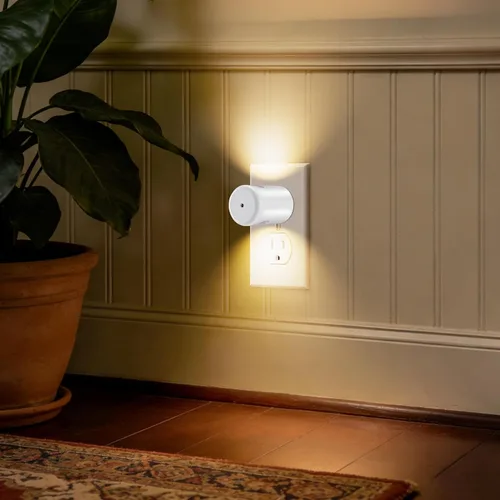 Vista 7 de Paquete de 4 luces nocturnas con sensor de movimiento, luz nocturna LED de pared enchufable con sensor de atardecer a amanecer, encendido/apagado