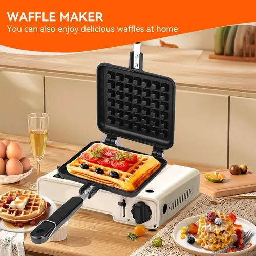 Vista 3 de Máquina para hacer gofres belga antiadherente, prensa panini de acero inoxidable, máquina para hacer sándwiches de desayuno, máquina para hacer
