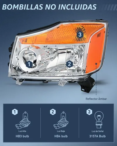 Vista 2 de Nilight Conjunto de faros delanteros compatible con Nissan Titan 2004, 2005