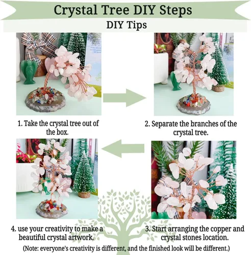 Vista 6 de Árbol de la vida de chakras, árbol de cristal para energía positiva, piedras preciosas y cristales, árbol de dinero, decoración de Feng Shui