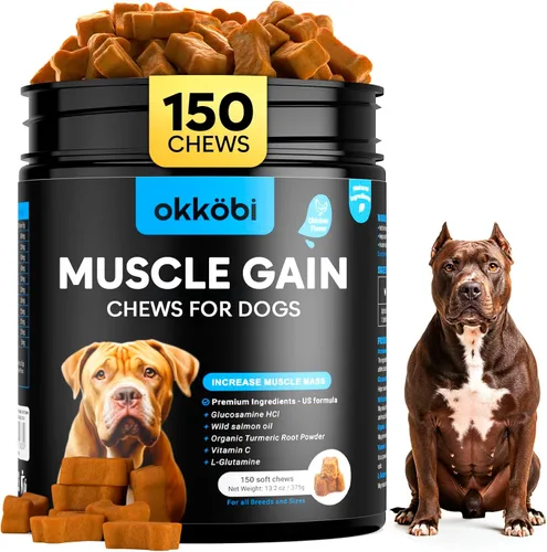 Vista 9 de Masticables 11 en 1 para Ganancia Muscular - Suplementos de Aumento de Peso para Perros con Alta Proteína y Aminoácidos - Constructor Muscular