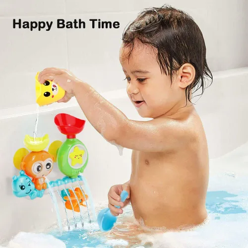 Vista 4 de G-WACK Juguetes de baño para niños pequeños de 1, 2 y 3 años, juguetes de agua para tina de bebé recién nacido, juguetes de agua interactivos