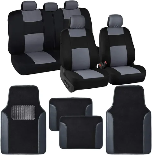 Vista 14 de BDK PolyPro - Juego completo de fundas para asientos de coche en negro con alfombras de piso a juego - Fundas para asientos de automóviles Todo negro