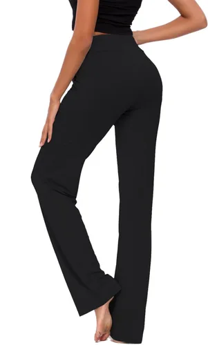 Vista 5 de Pantalones de yoga para mujer con bolsillos, pantalones de yoga holgados de pierna recta con cordón para yoga y correr, estilo casual