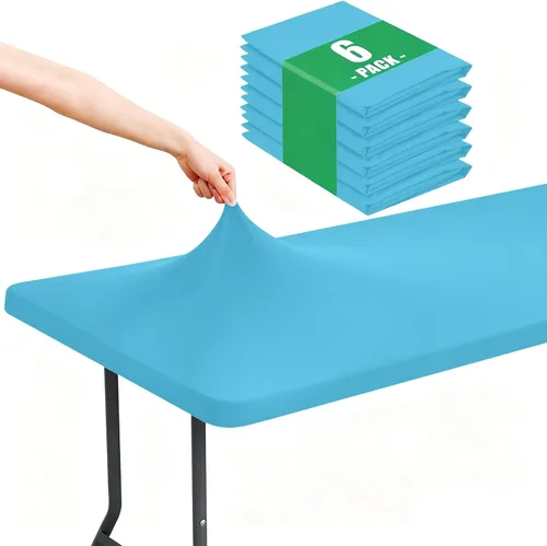 Vista 11 de Moosfor Paquete de 6 manteles cuadrados de elastano, manteles elásticos ajustables para pícnic, cubierta de mesa de patio elástica lavable para Negro