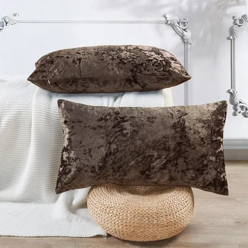 Vista 15 de Juego de 2 fundas de almohada lumbares decorativas de terciopelo abstracto de 14 x 26 pulgadas, fundas de almohada rectangulares de lujo suaves