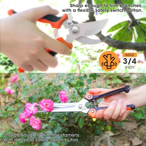 Vista 6 de Gartden Tools, 10 herramientas de jardín de acero inoxidable para jardinería con mango ergonómico antideslizante, herramientas de mano de jardín