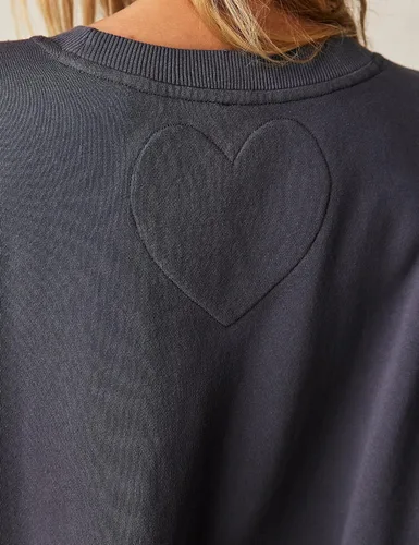 Vista 5 de Ugerlov Vestido de sudadera de gran tamaño para mujer, manga larga, cuello redondo, sin botones, ajuste relajado, mini vestido