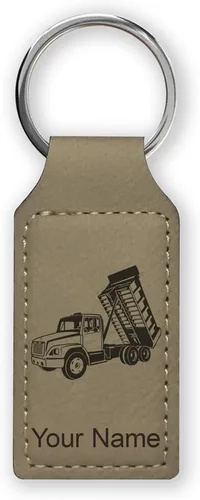 Vista 37 de LaserGram Llavero rectangular, camión volquete, grabado personalizado incluido