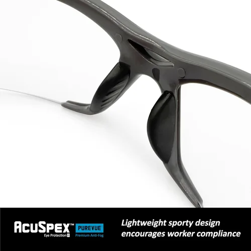 Vista 4 de MAGID AcuSpex PX4080 - Lentes de seguridad transparentes, semifarco, antiniebla, 1 par, gris/lima, PX4080